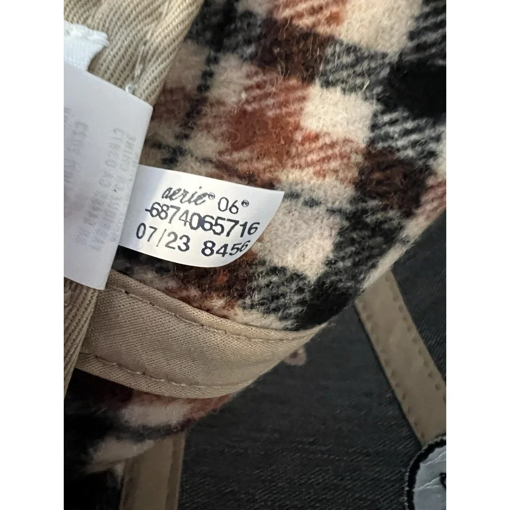Aerie Plaid Smiley Face Baseball Cap Adjustable Flannel Hat One‎ Size